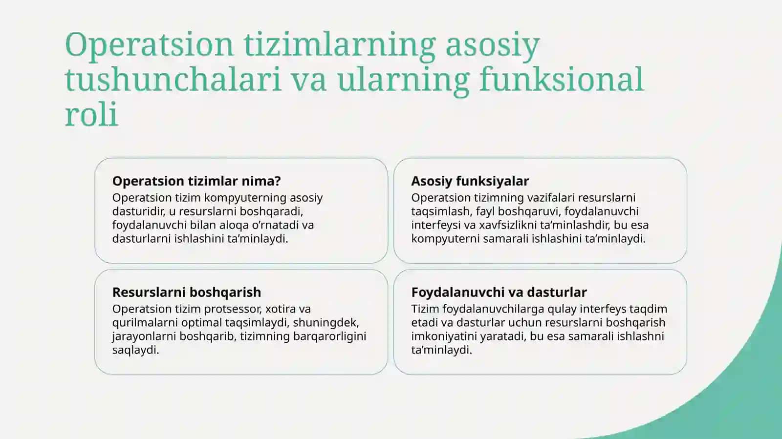 Operatsion tizim qurishning asosiy tamoyillari 3