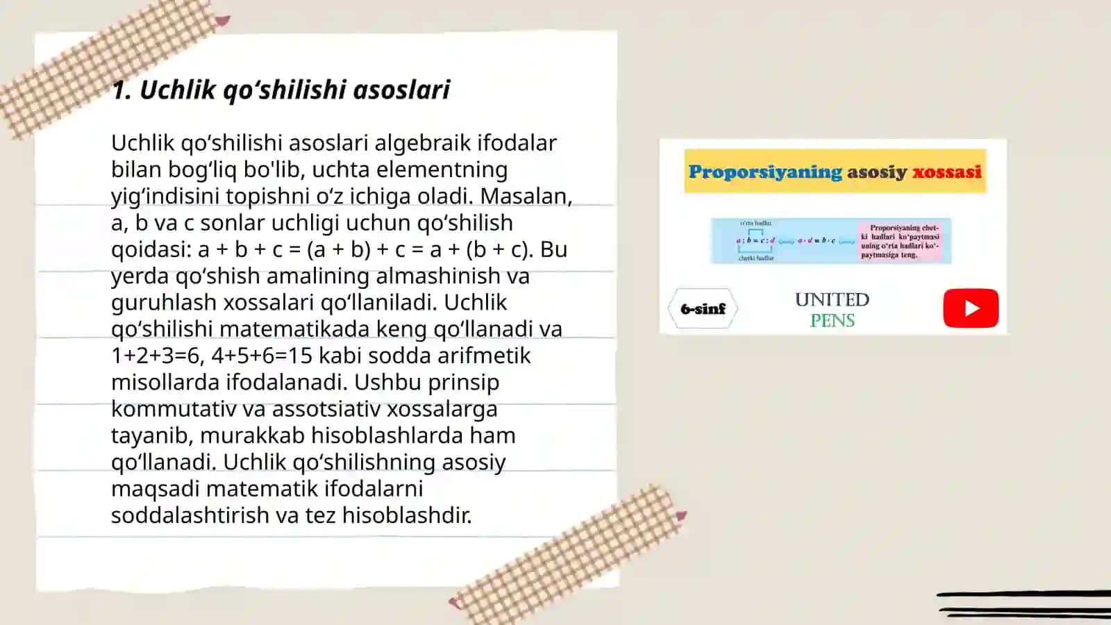 Uchlik qoʻshilishi asoslari 3