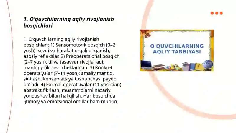 Oʻquvchilarning aqliy tarbiyasi 3