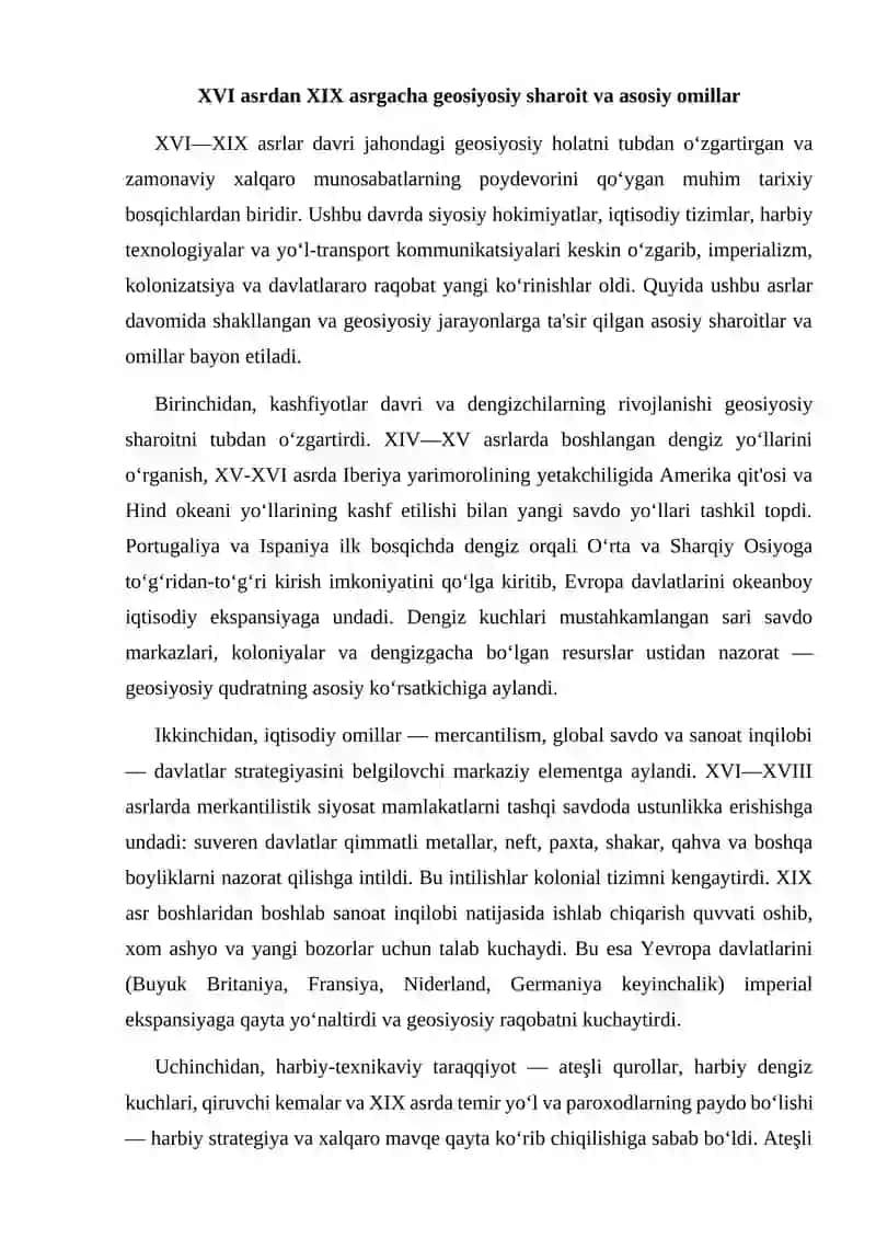 XVI-XIX asrda vujudga kelgan geosiyosiy bilimlar va harakatlar 3