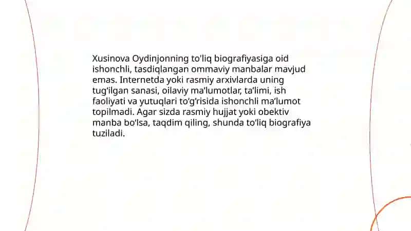 Xusinova Oydinjonning to'liq biografiyasi 3