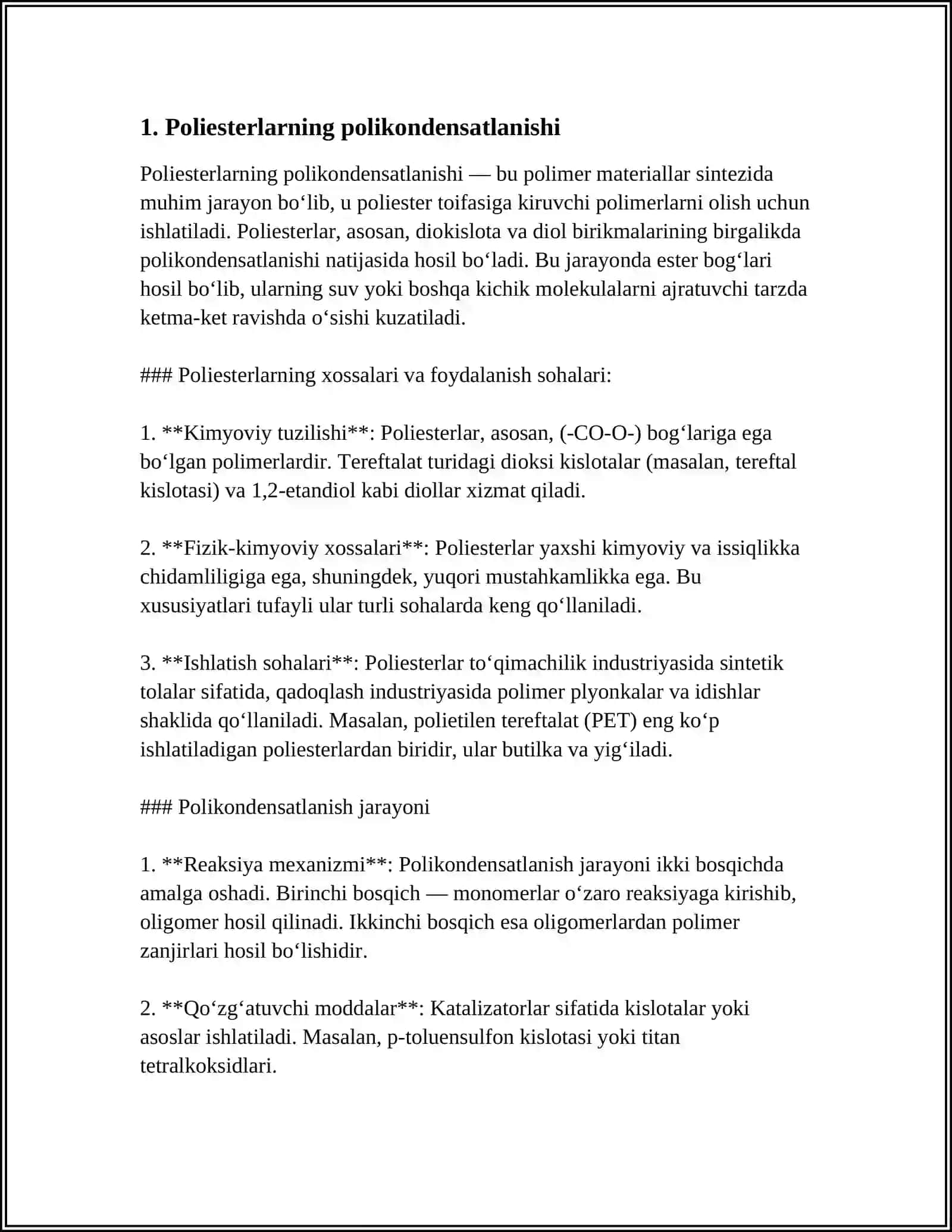 POLIKONDENSATLANISH REAKSIYALARI 3