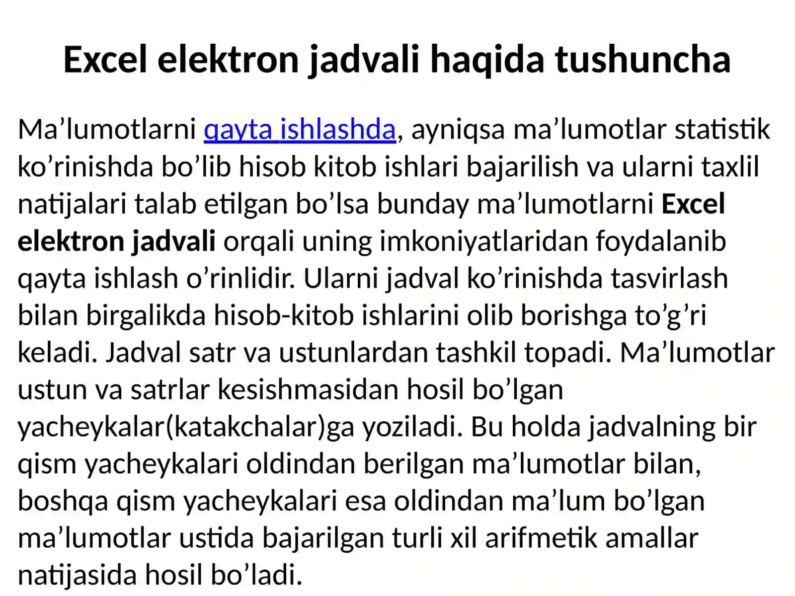 Jadval muxarrirlaridan foydalanish 3