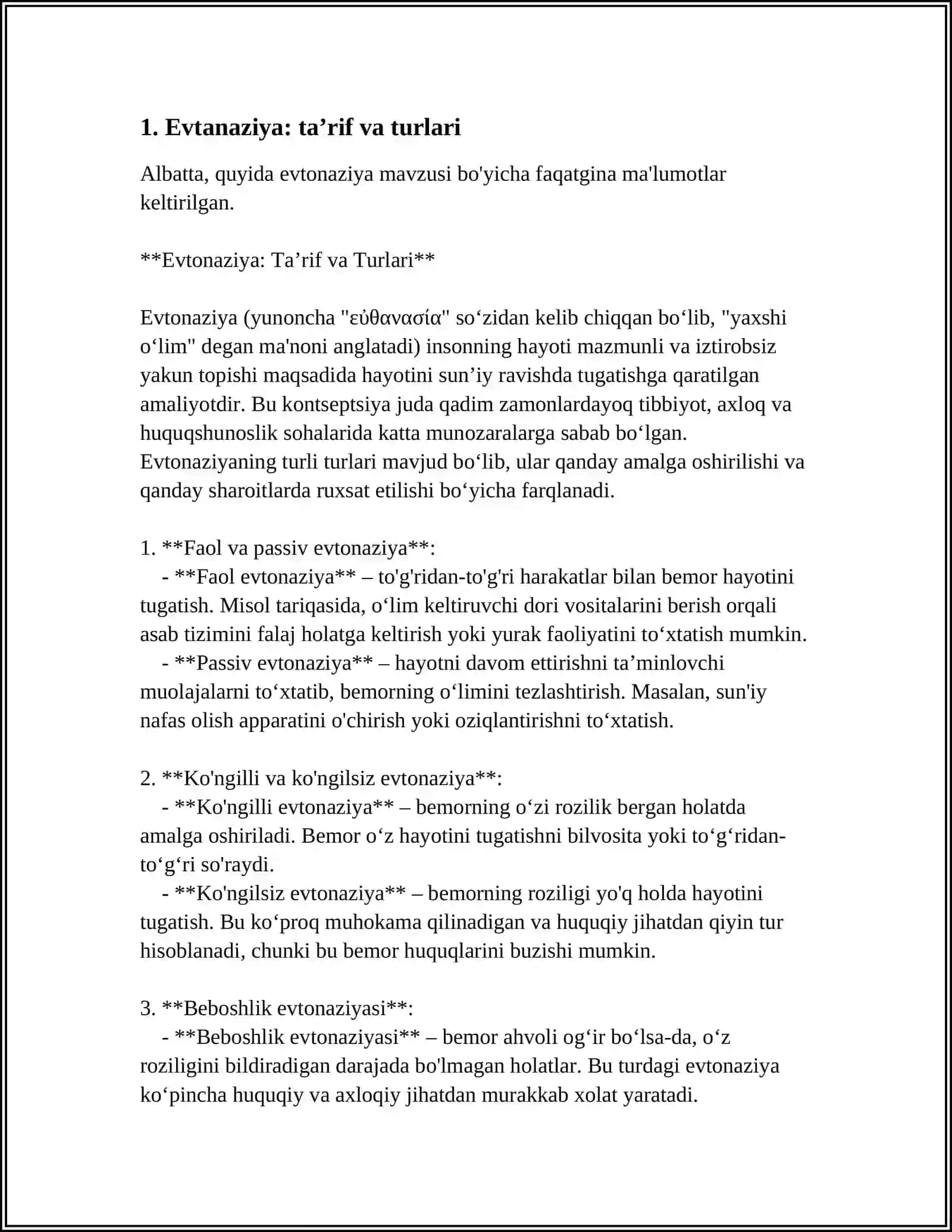 EVTANAZIYA MUOMOLARI 3