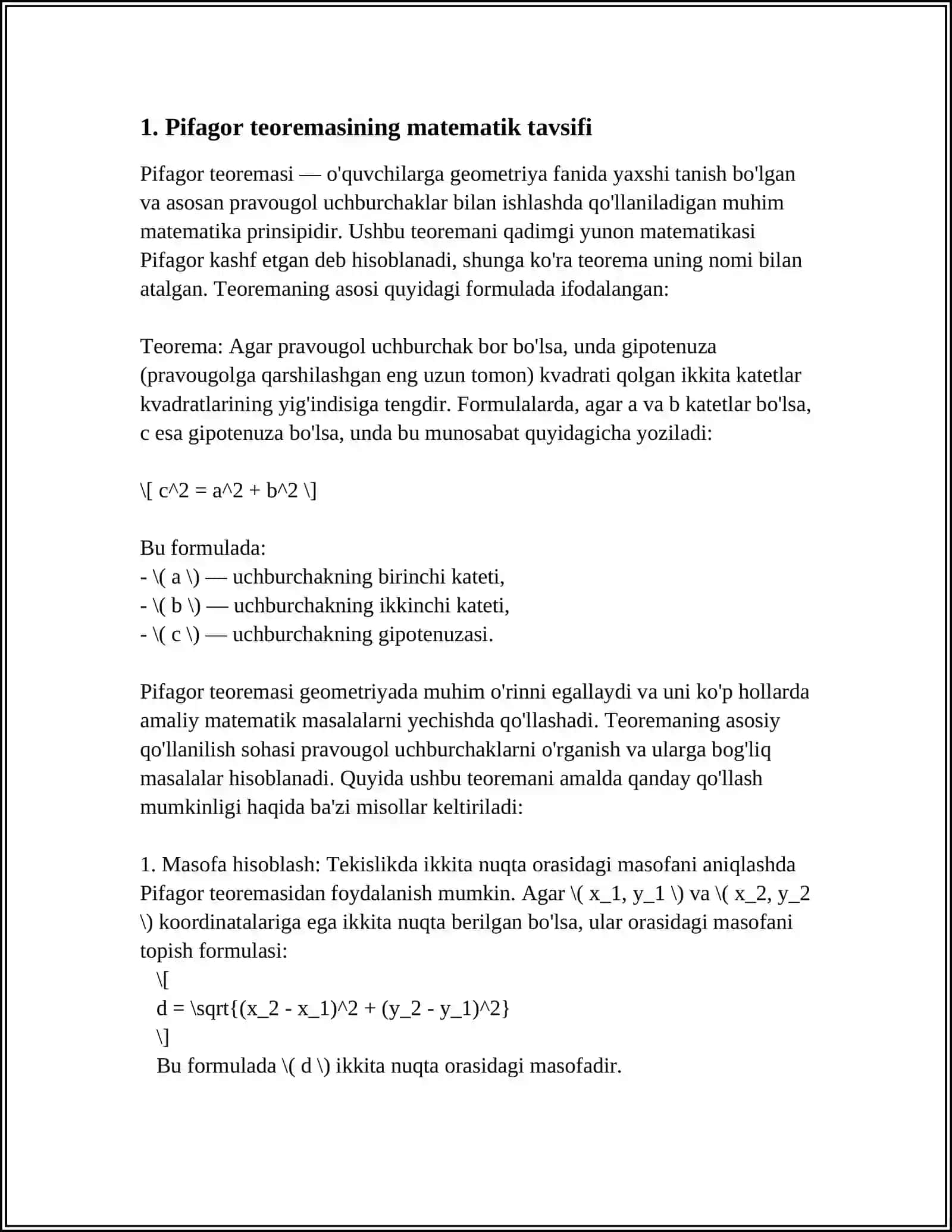 UY QURILISHIDA PIFAGOR TEOREMASINING TADBIGʻI 3