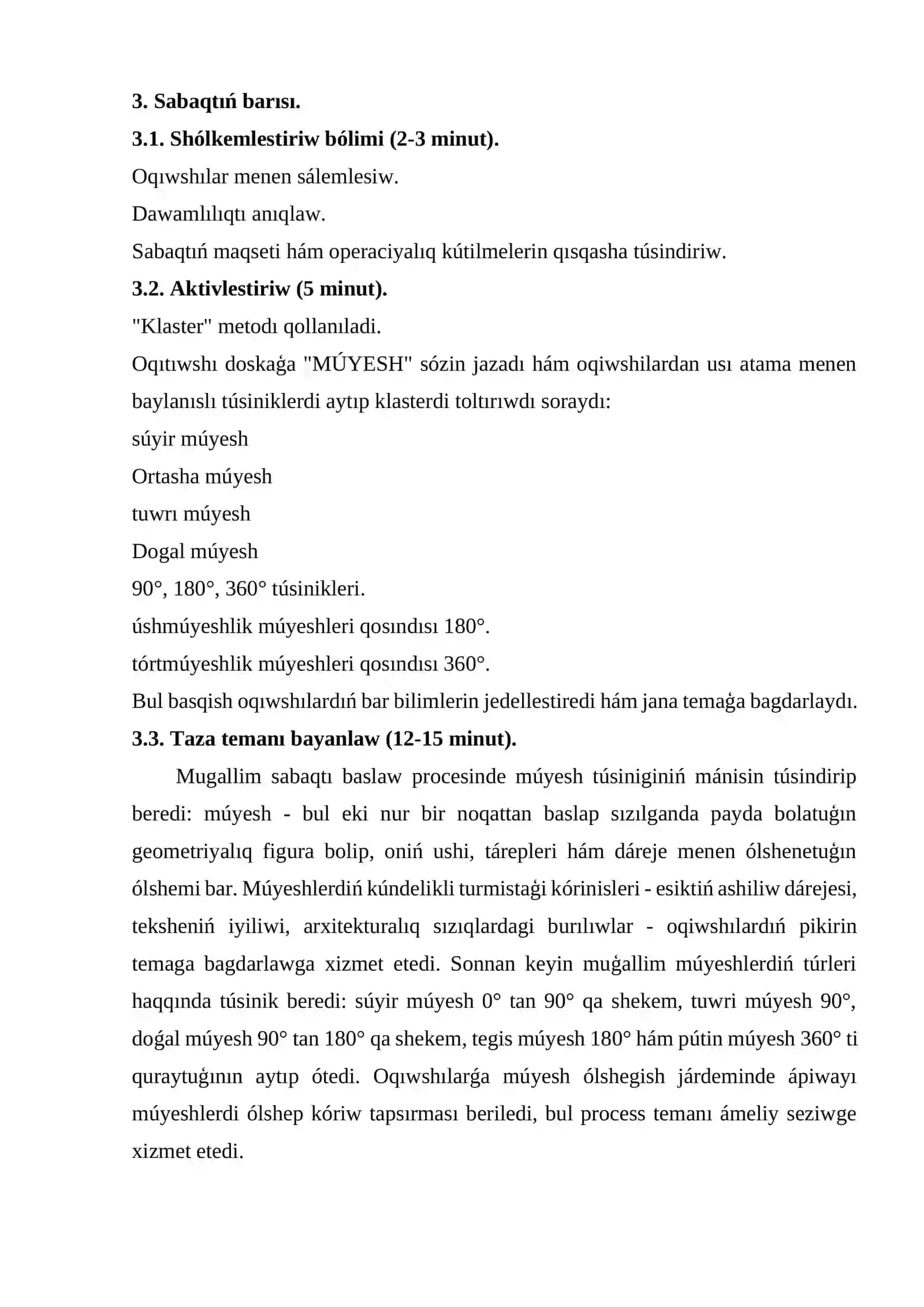 Geometriyalıq figuralarda múyeshlerdi tabiw 3