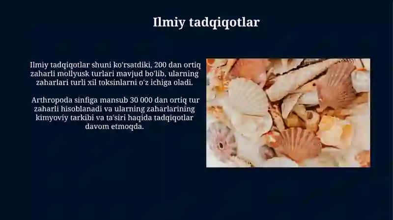 Zaharli molyuskalar va bo‘g‘imoyoqlilar 3