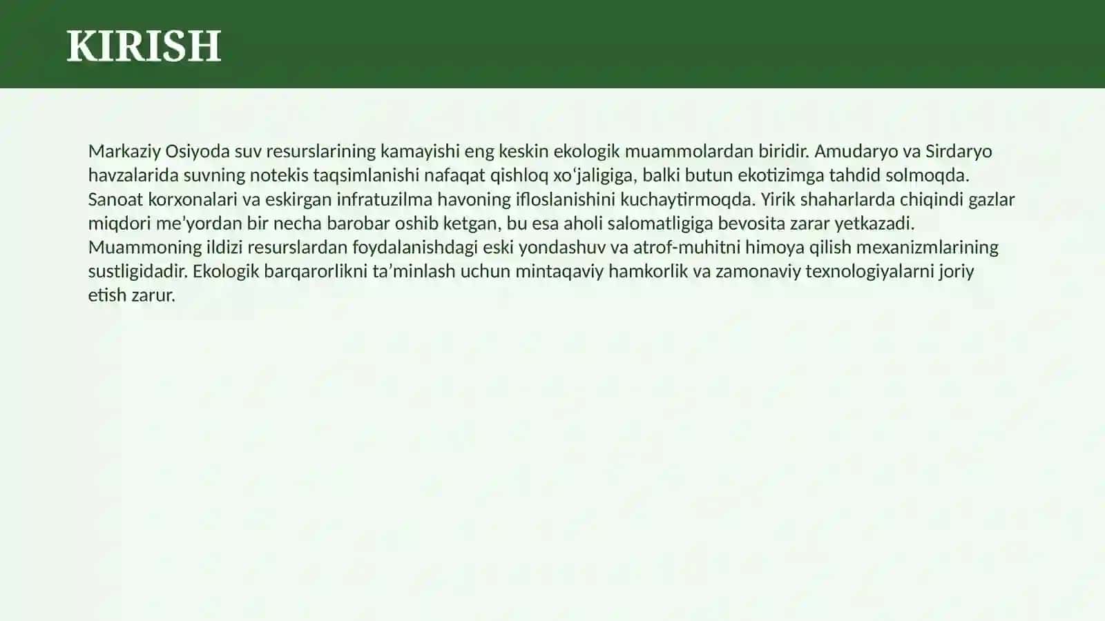 MINTAQAVIY EKOLOGIK MUAMMOLAR VA ULARNING KELIB CHIQISH SABABLARI 3
