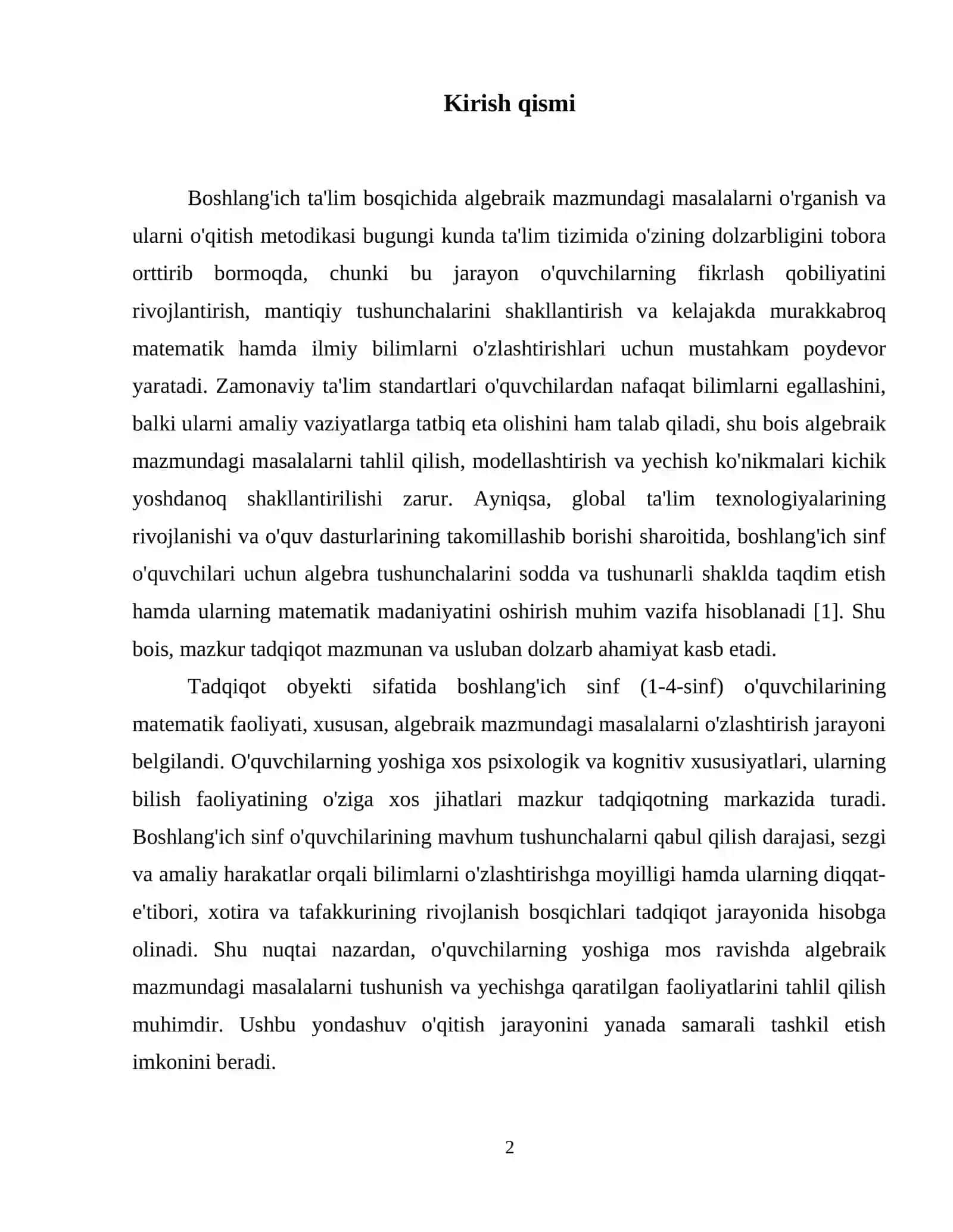 ALGEBRAIK MAZMUNDAGI MASALA VA ULARNI O‘RGANISH METODIKASI(1-4-SINF MISOLIDA) 3