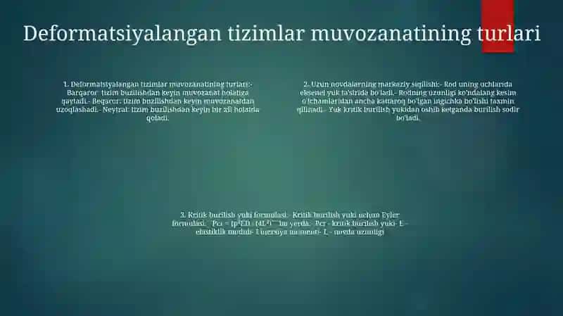 Deformatsiyalangan Tizimlar Muvozanati Holatlari Turlari 3