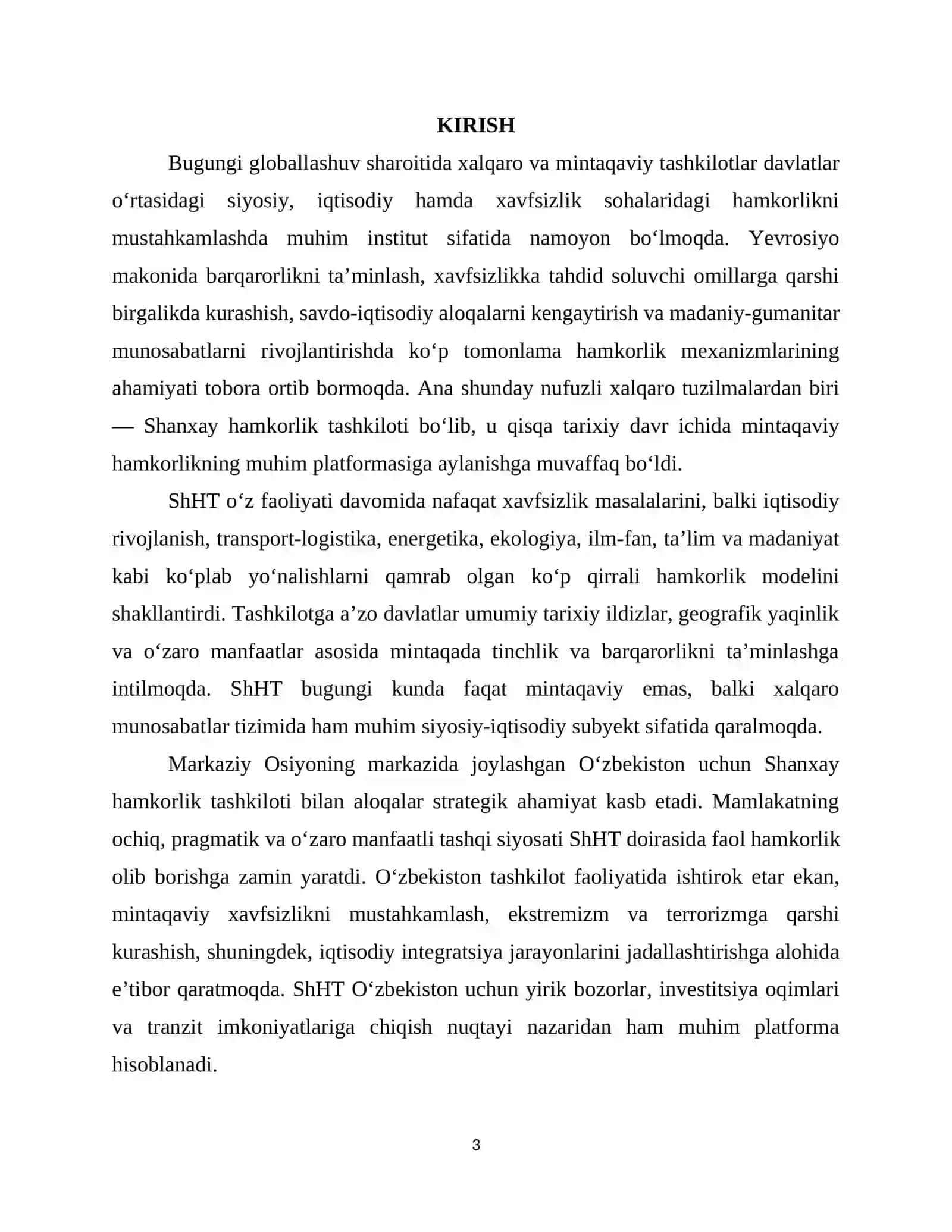 O’zbekiston va shanxay hamkorlik tashkiloti 3