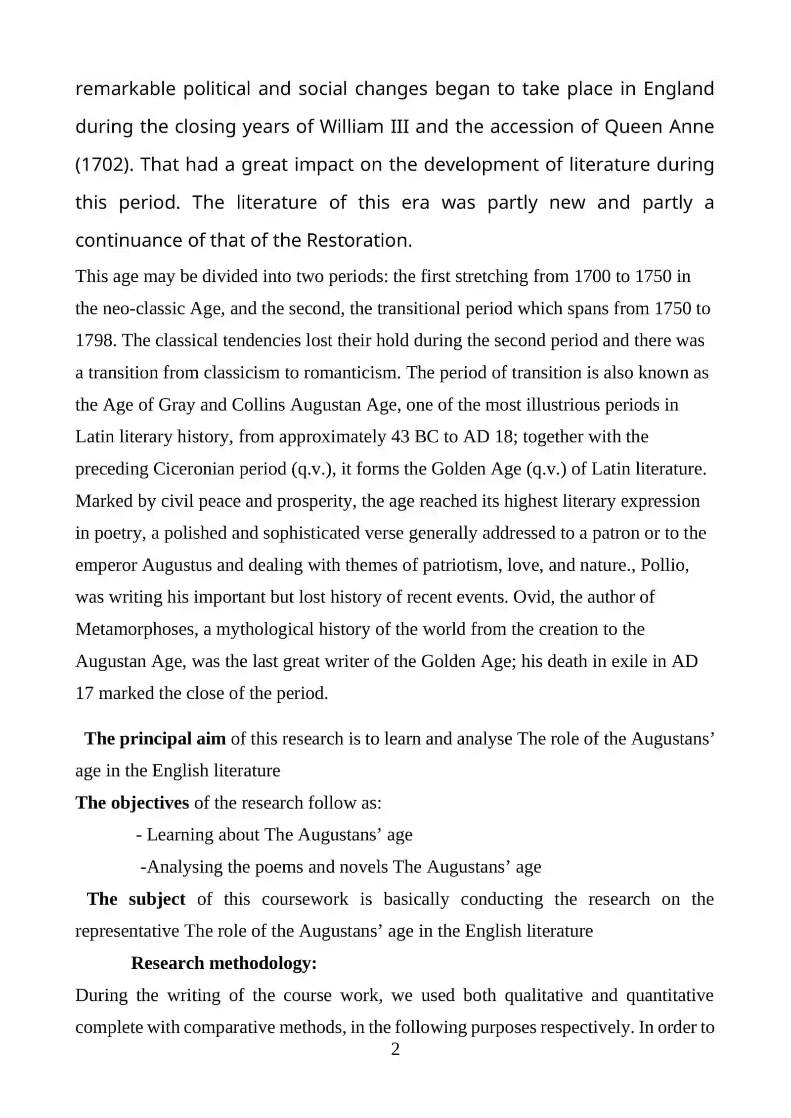THE ROLE OF THE AUGUSTAN’S AGE IN THE ENGLISH LITERATURE 3