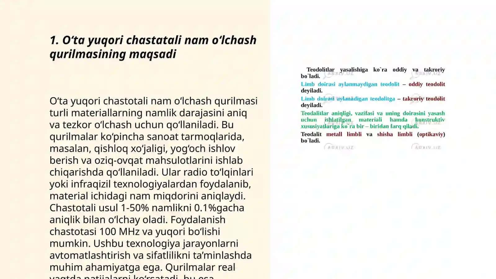 O‘ta yuqori chastatali nam o‘lchash qurilmasi funktsional sxemasi va ishlash printspi 3