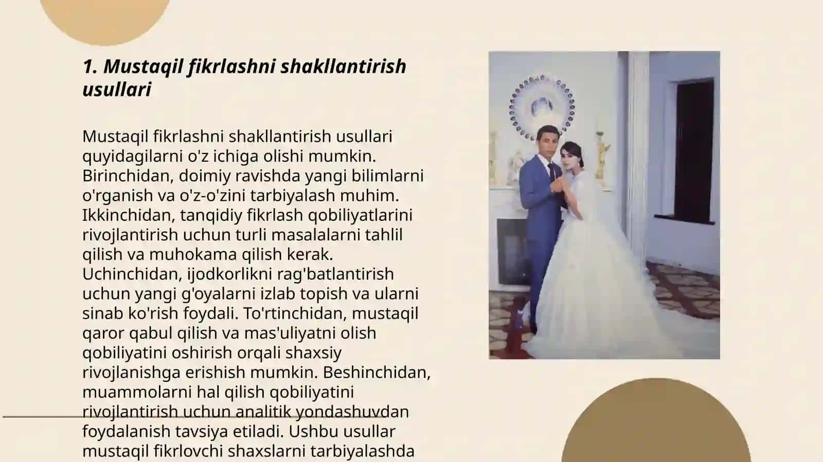 Reja: Mustaqil fikrlashni shakllantirish usullari 3