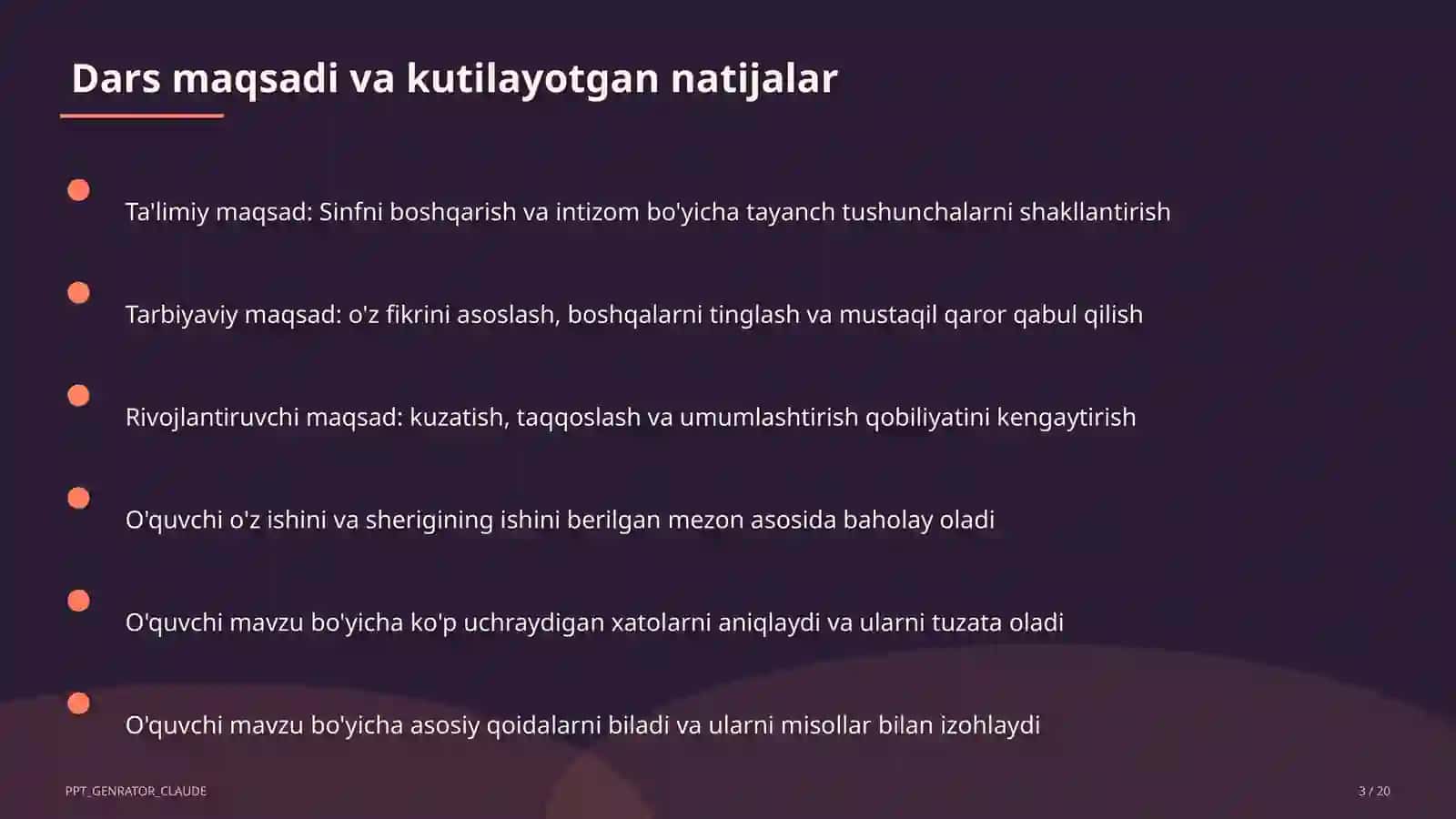 Sinfni boshqarish va intizom 3