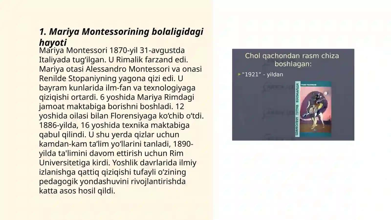 Mariya Montossore hayoti va ijodi 3