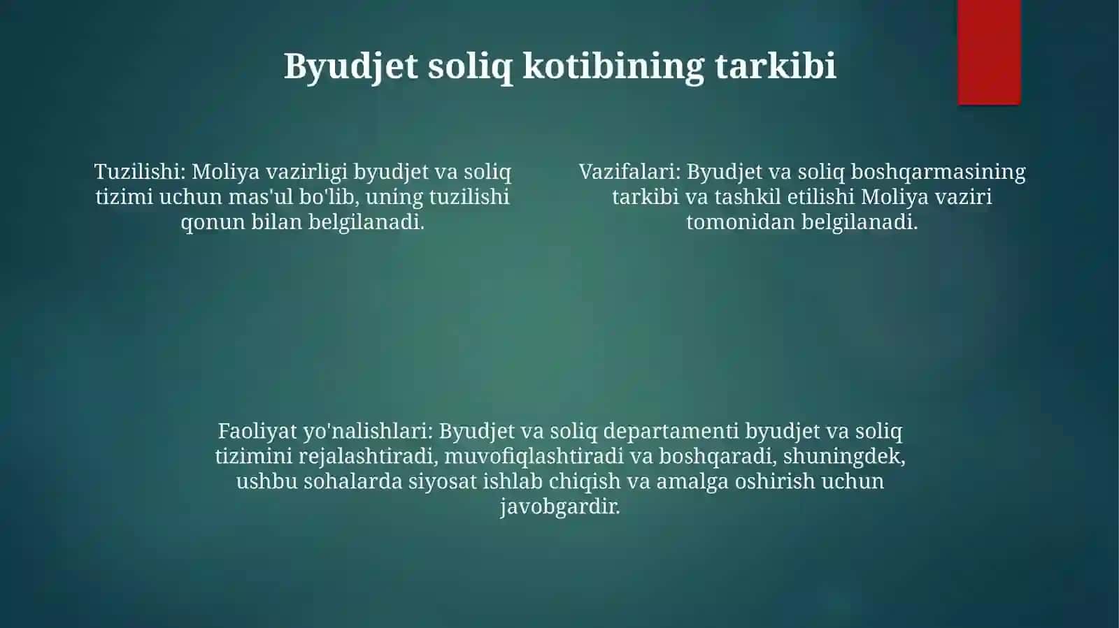 Bujet Soliq Sekrori VaUningTarkibi 3