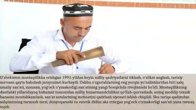 Mustaqillik yillarida yog'och o'ymakorligi san'ati 3