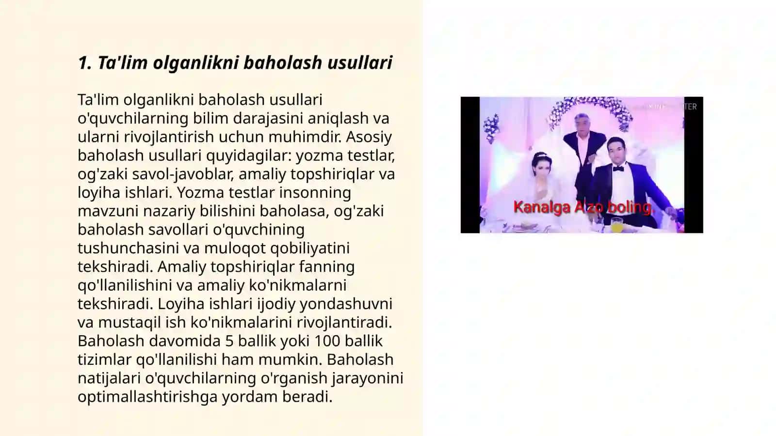 Ta'lim olganlikni baholash usullari 3