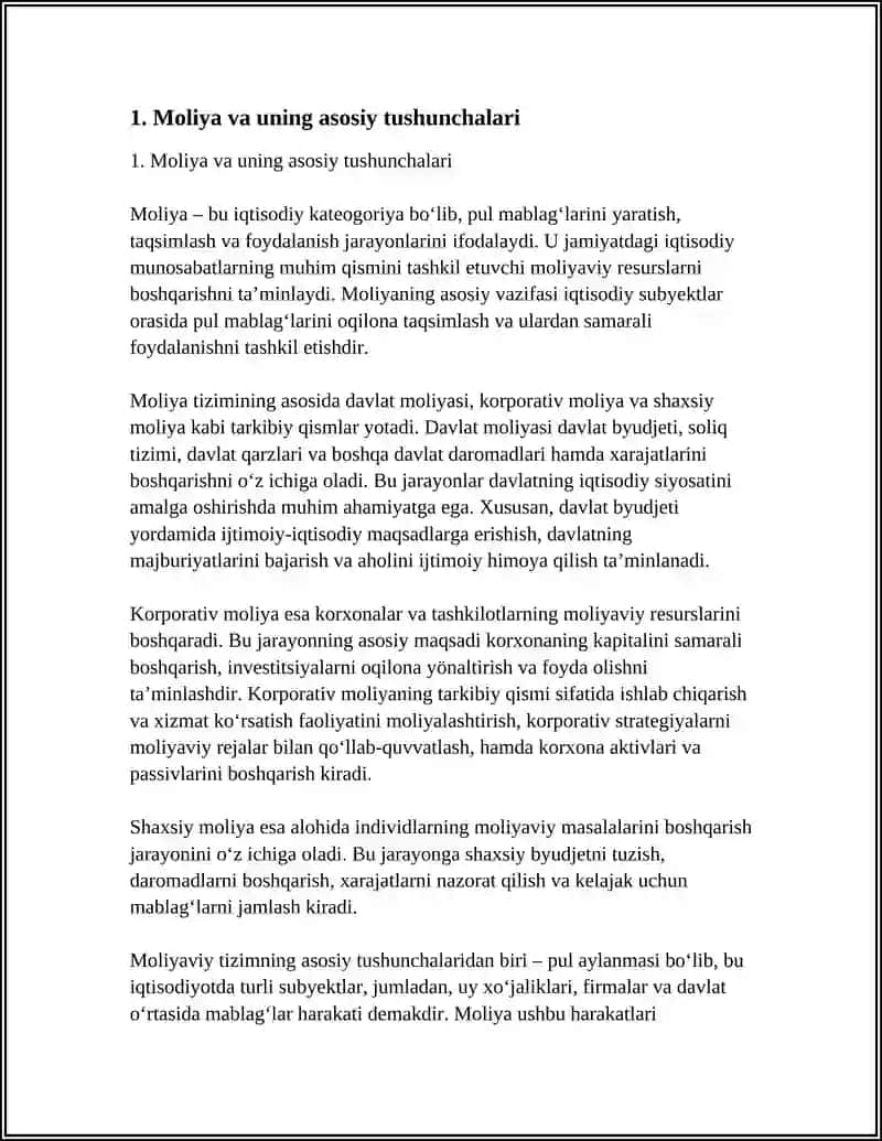 Moliya asoslari faniga kirish 3