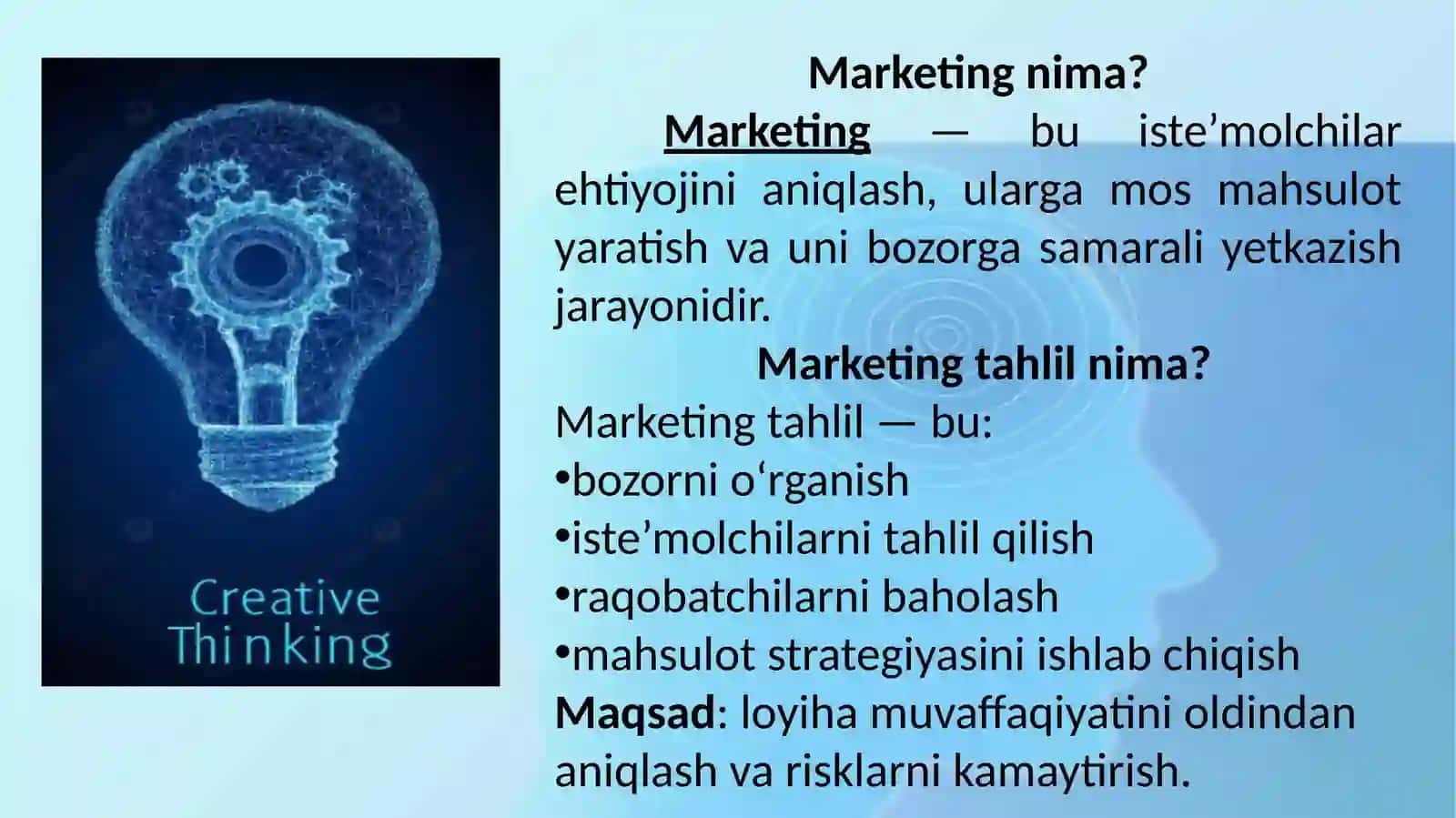 LOYIHALARNING MARKETING TAHLILI 3