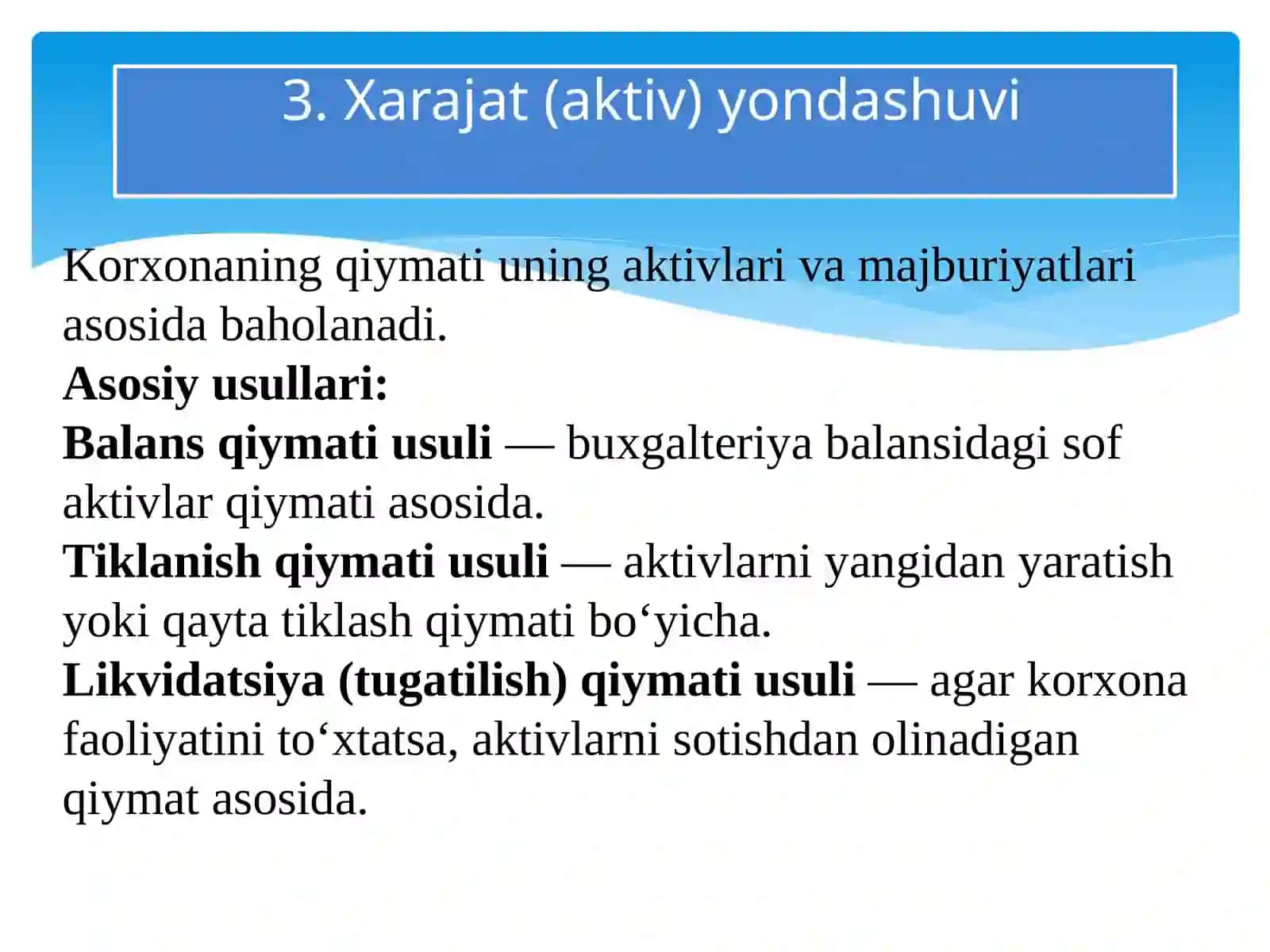 Daromad kapitalizatsiya qilish usuli 3