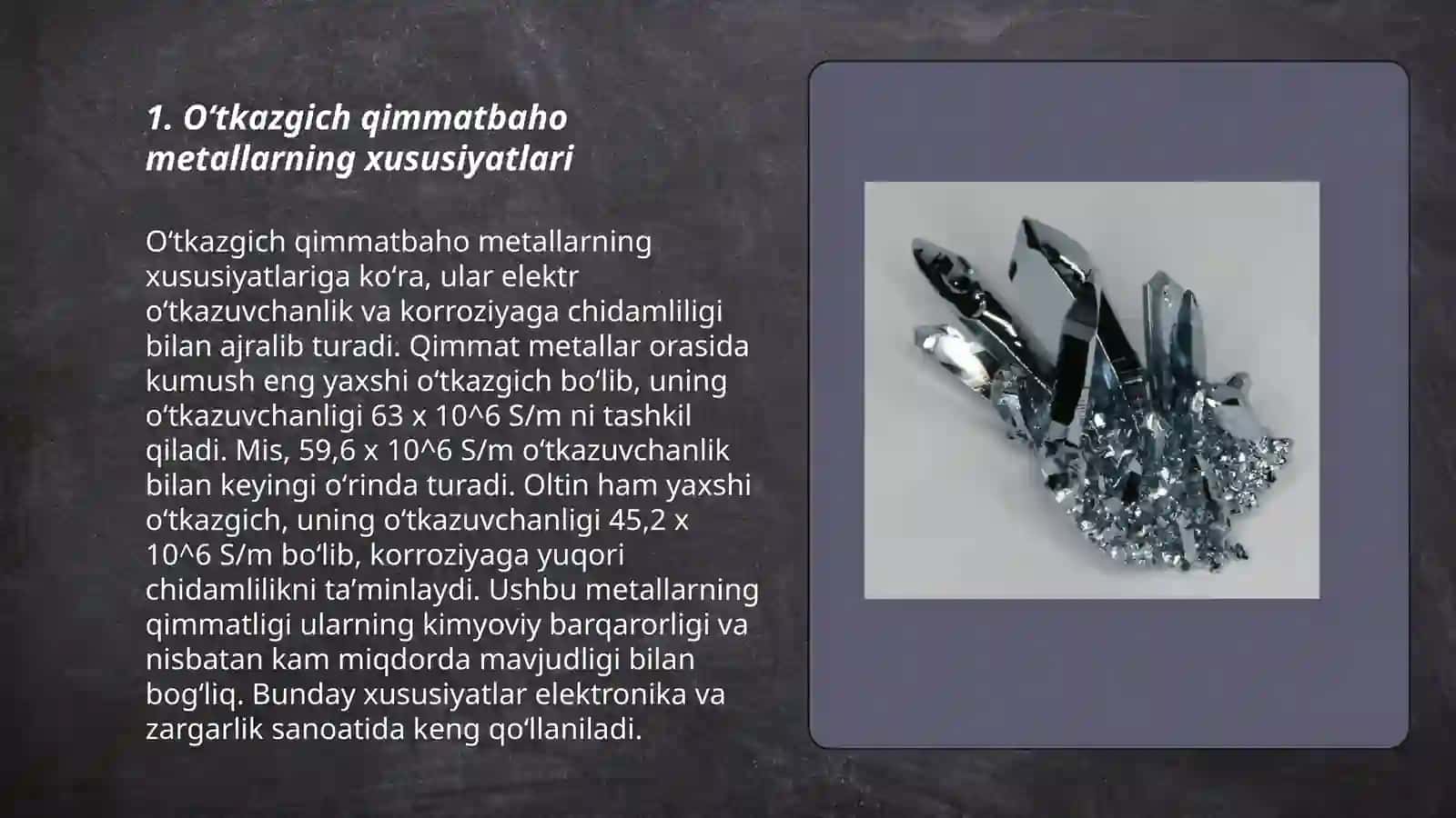 Oʻtkazgich Qimmatbaho metallar 3