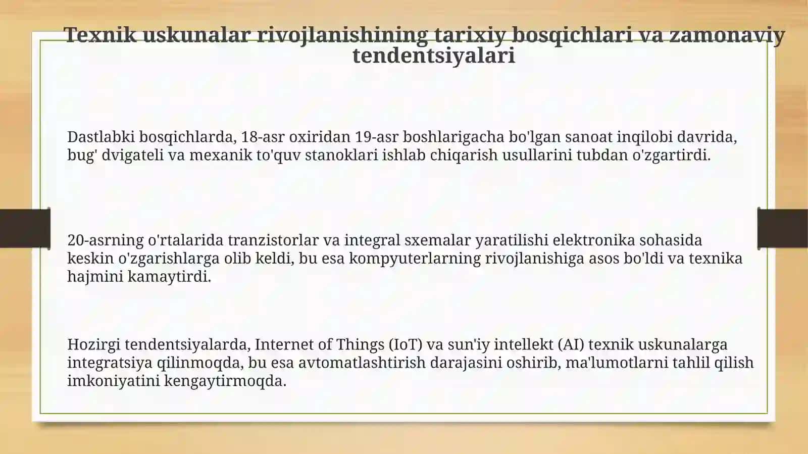 Texnik vositalarning rivojlanish tendensiyalari 3