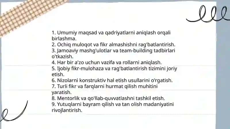 Jamoani rivojlanishida tarbiya usullari 3