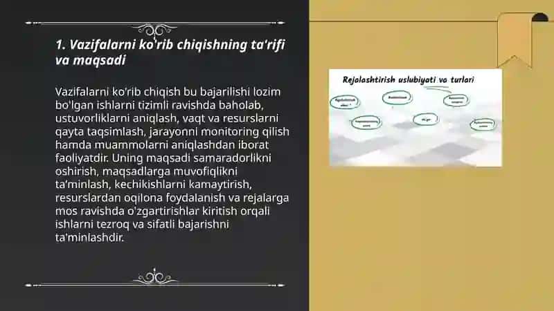Vaqtni boshqarishdagi vazifalarni ko'rib chiqish mohiyati, sharh yaratish vositalari. 3