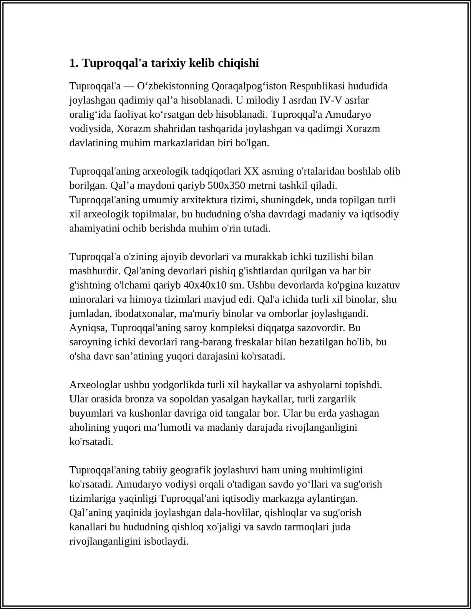 "TUPROQQAL'A YODGORLIGLARI" MAVZUSIDA TAQDIMOT ISHI 3