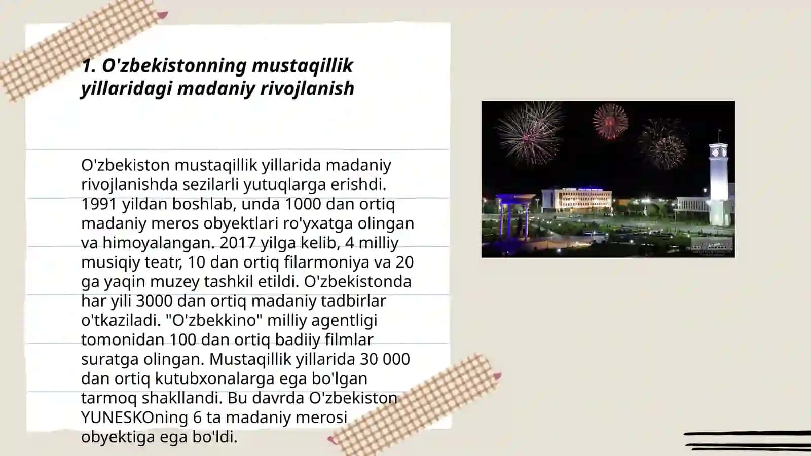 O'zbekistonning Mustaqillik Yillardagi Madaniy Rivojlanish 3