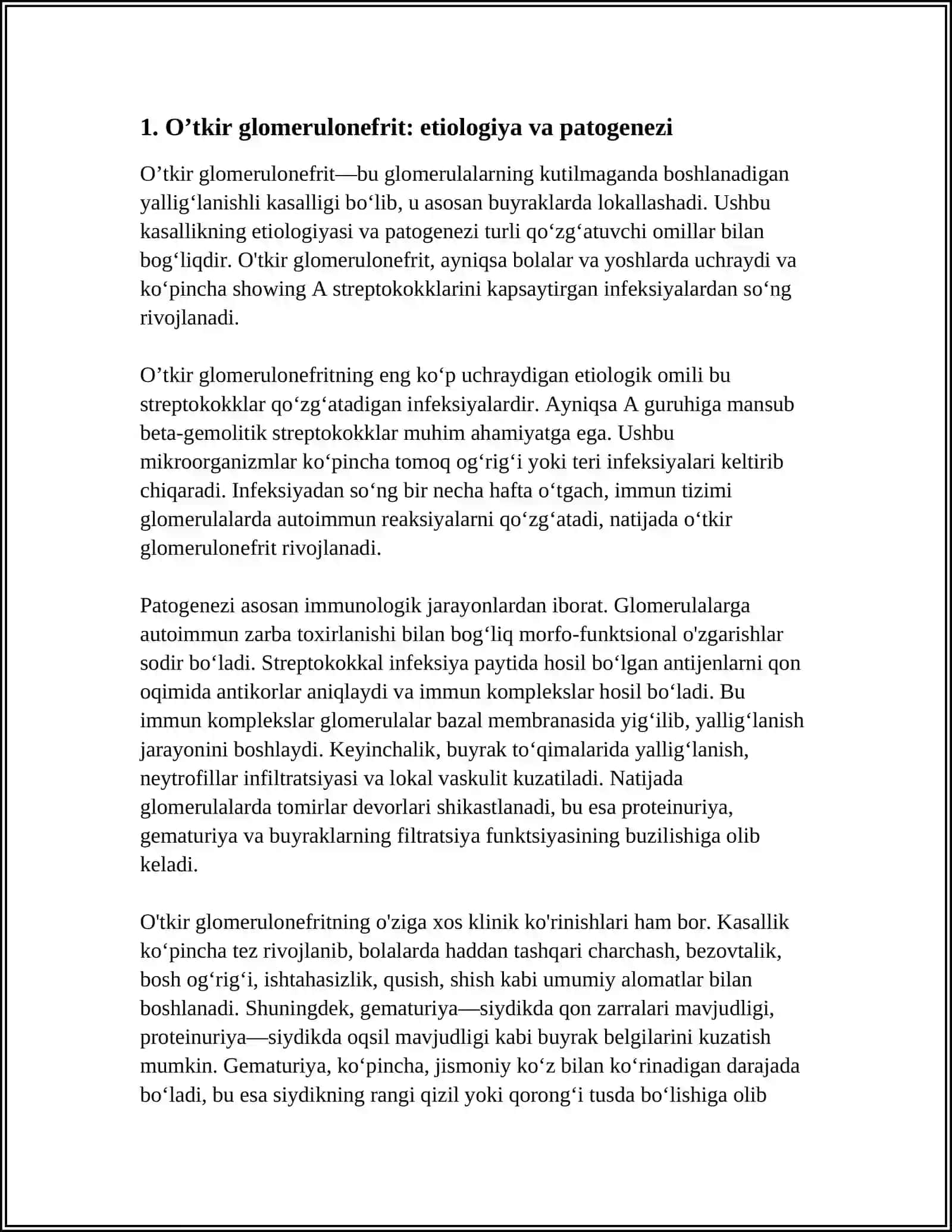 O’TKIR VA SURUNKALI GLOMERULONEFRITLAR 3