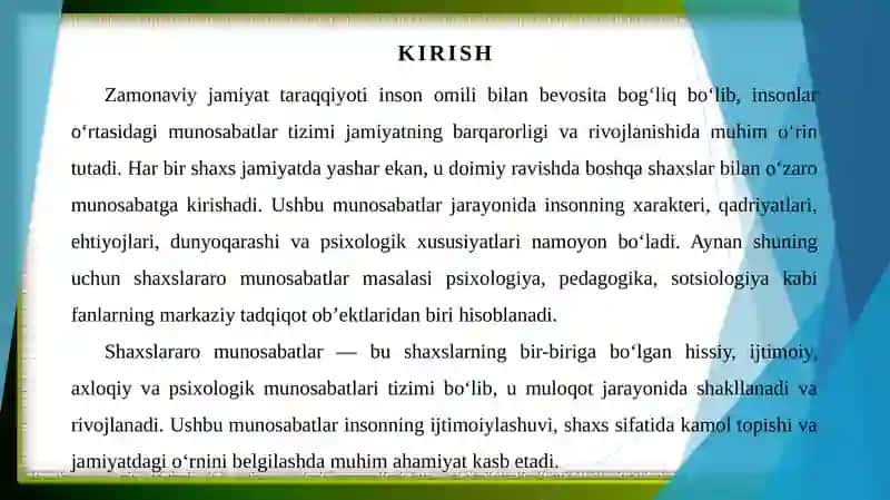 Shaxslararo munosabatlar ob’ekti va predmeti 3