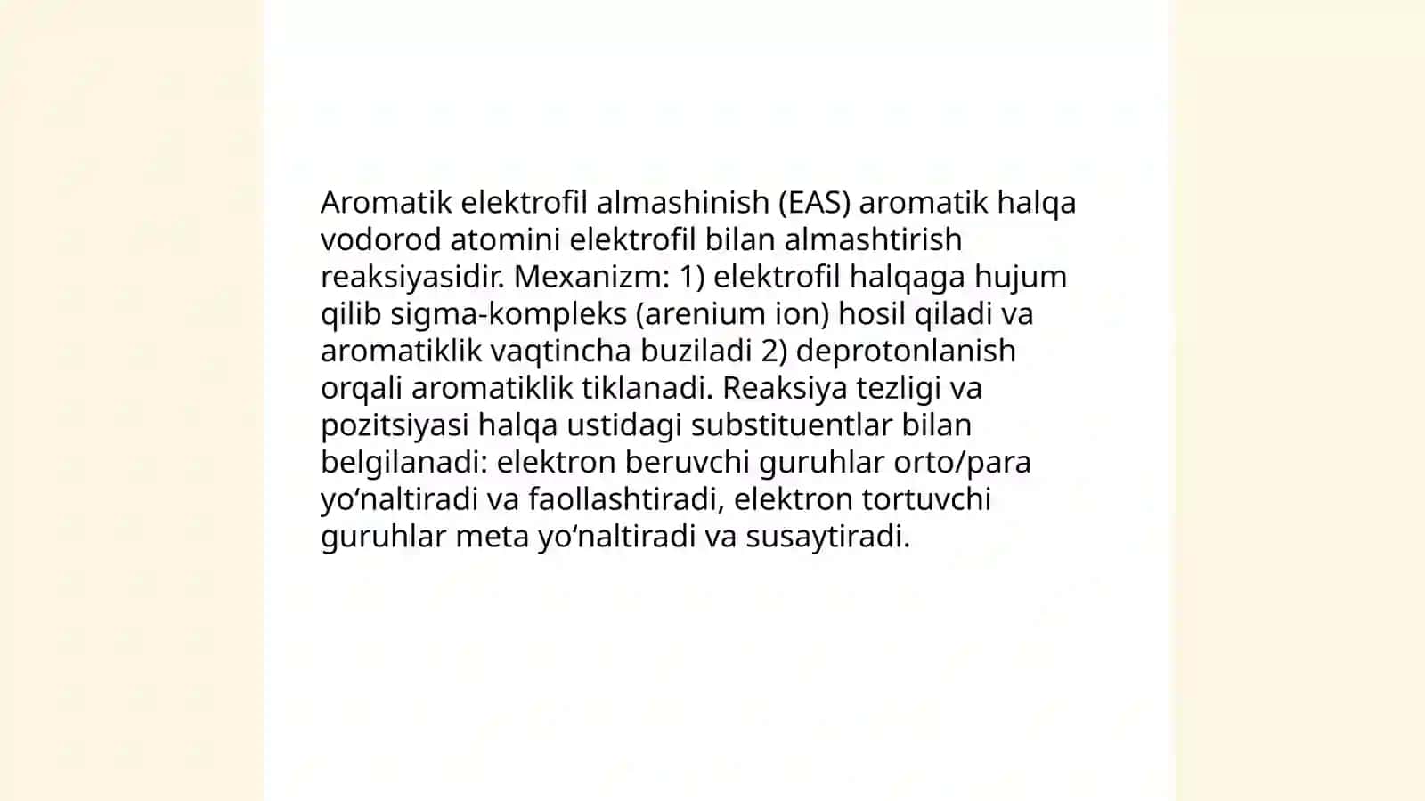 Aromatik elektrofil almashinish 3