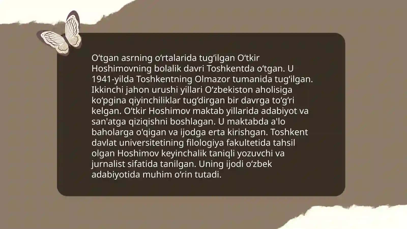 Òtkir Hoshimov hayoti va ijodi 3