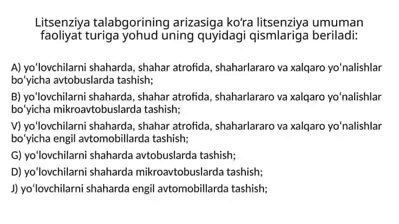 Transport faoliyatini litsenziyalash 3