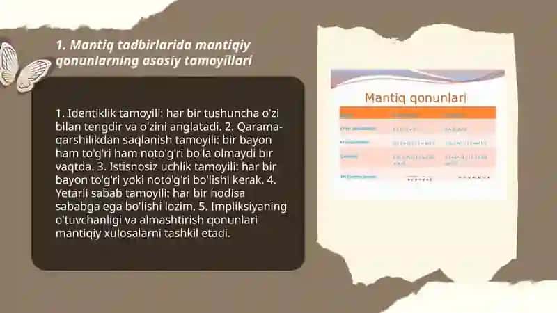 Mantiq tadbirlarida qonunlarning roli 3