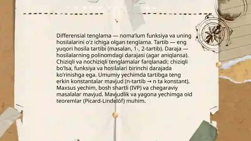 Differinsial tenglamalar va ularning turlari 3