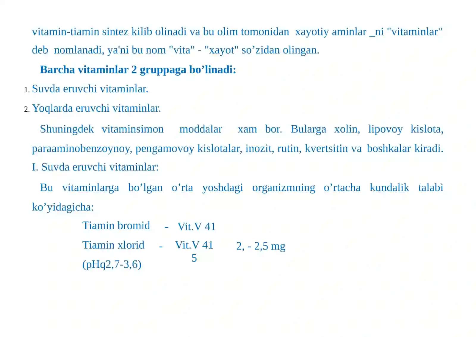 VITAMINLAR VA KOFERMENTLAR FARMAKOLOGIYASI 3