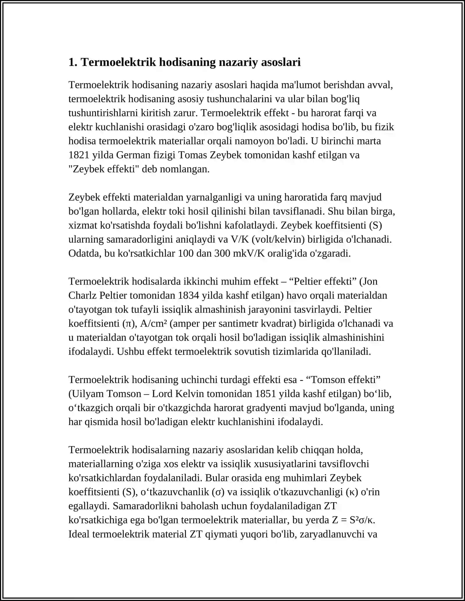 TERMOELEKTIRIK HODISALARI REJASI BILAN KERAK 3