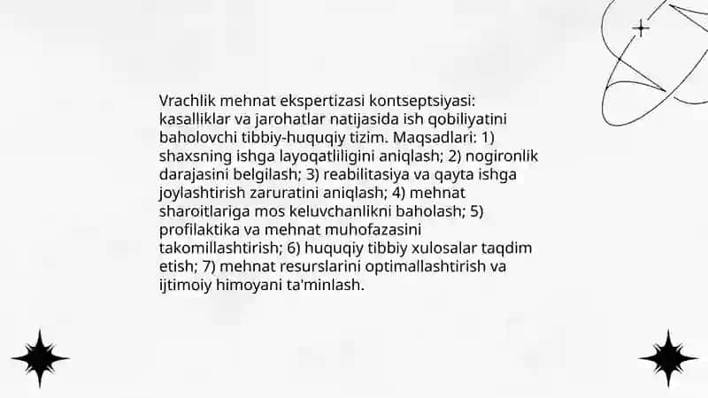 Vrachlik mehnat ekspertizasi ishini tashkil etish 3