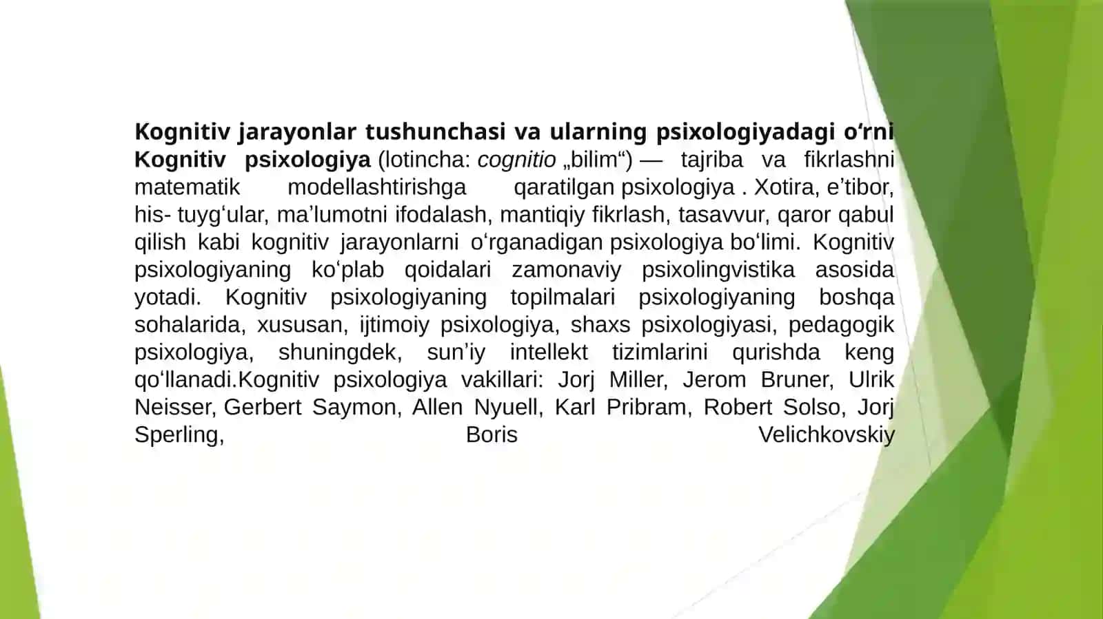 Kognitiv jarayonlarning shakllanishi 3