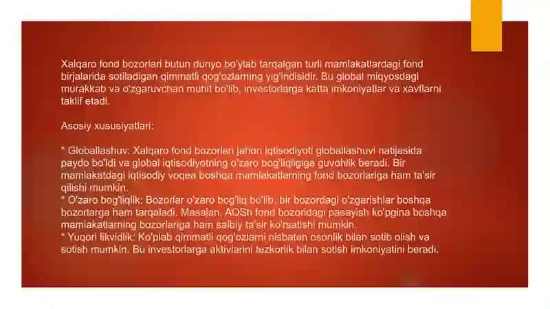 XALQARO MOLIYA fanidan tayyorlagan TAQDIMOTi 3