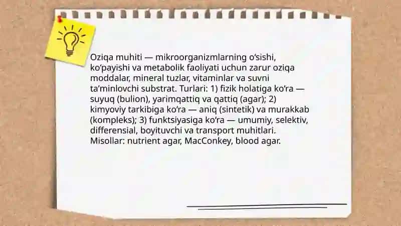 Mikroorganizmlarning oziqa muhiti 3