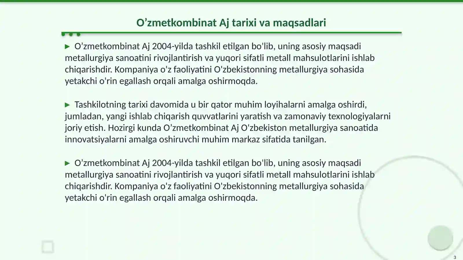 O’zmetkombinat Aj 3