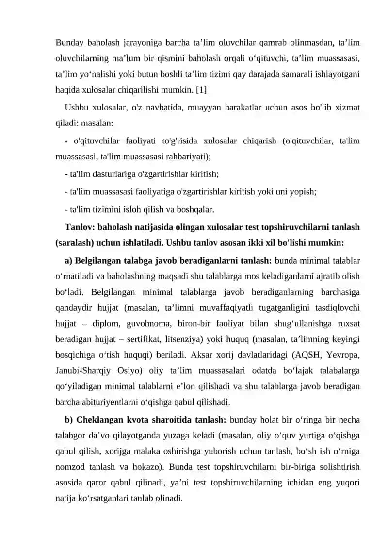 Pedagogik testlar va baholash jarayonlari 3