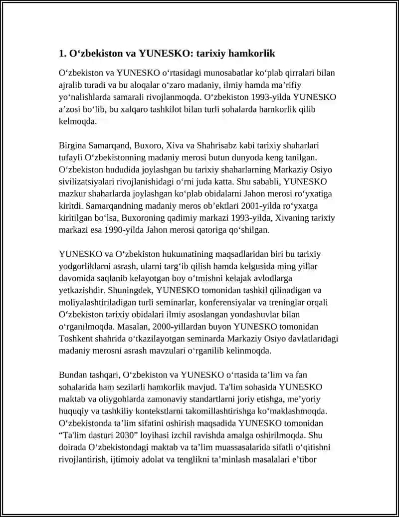 OʻZBEKISTON VA YUNESKO MUNOSABATLARI 3