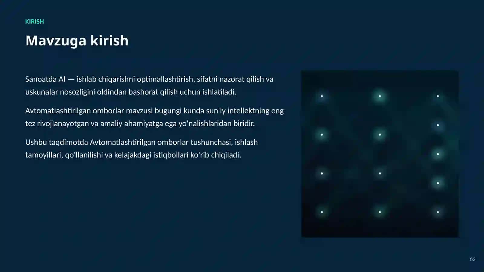 SUN'IY INTELLEKT • AI SANOAT VA ISHLAB CHIQARISHDA 3