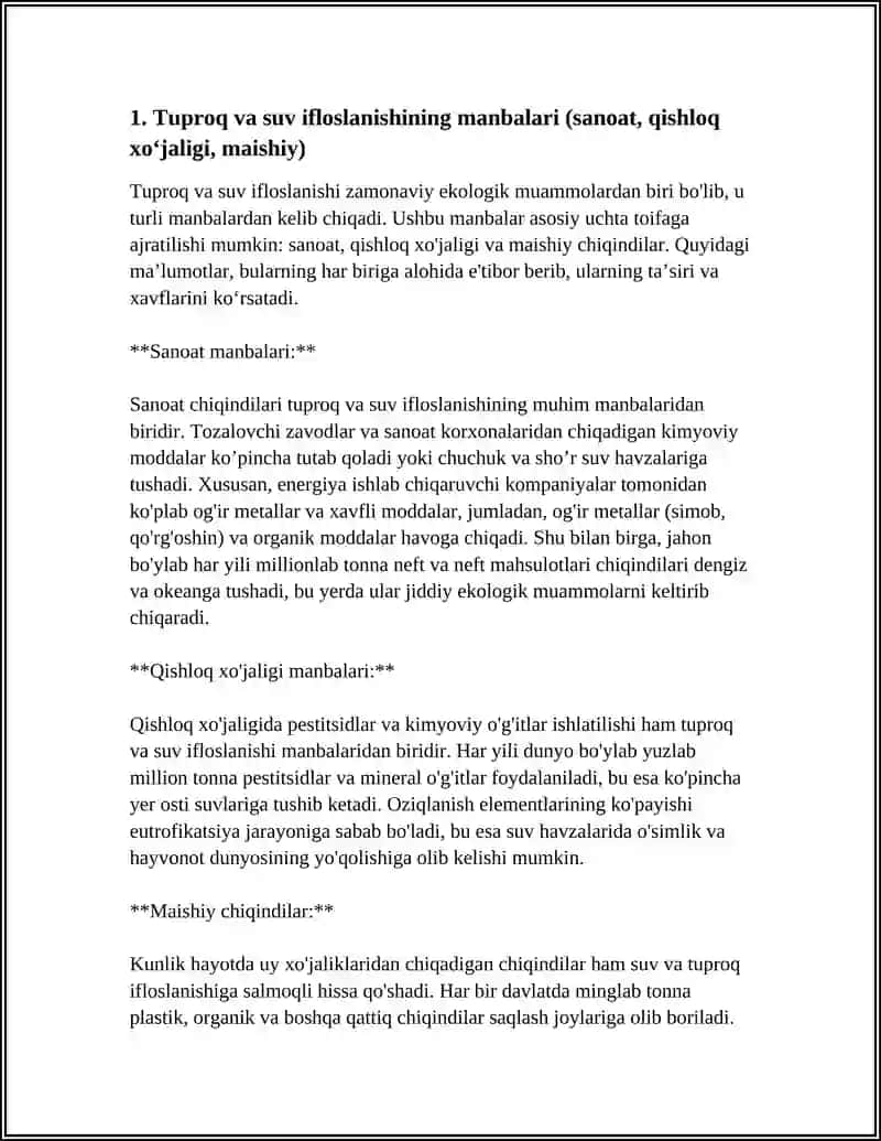 TUPROQ VA SUVNING IFLOSLANISHI 3